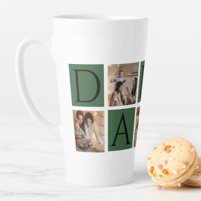 Modern Daddy Photo Collage - Custom Father's Day | Latte Mug (In Situ)