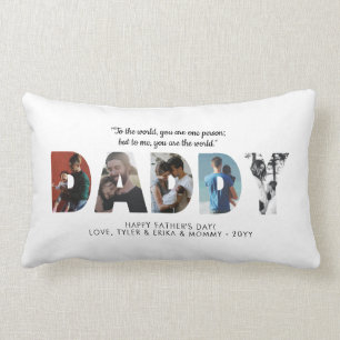 Modern DADDY Photo Collage Dad Happy Father's Day Lumbar Cushion