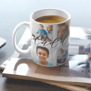 Modern Daddy Script Gift For fathers Photo Collage Coffee Mug