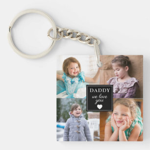 Modern Daddy We Love You 4 Photo Collage  Key Ring