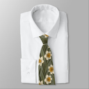 Modern Daffodil Botanical Pattern (2) Tie