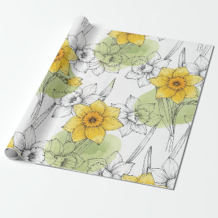 Modern Daffodil Botanical Pattern Wrapping Paper