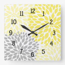 Modern Dahlia flowers yellow and grey grey