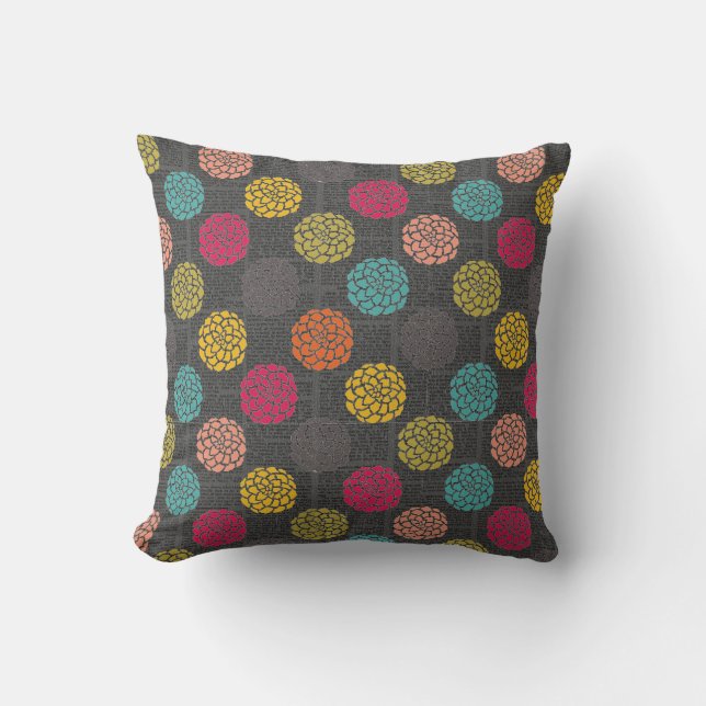 Modern Dahlias Pattern Cushion (Front)