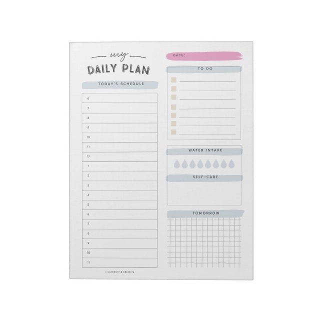 Modern Daily Planner Notepad (Rotated)