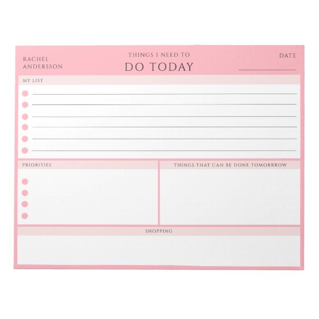 Modern Daily Reminders To Do Lists Notepad (Front)