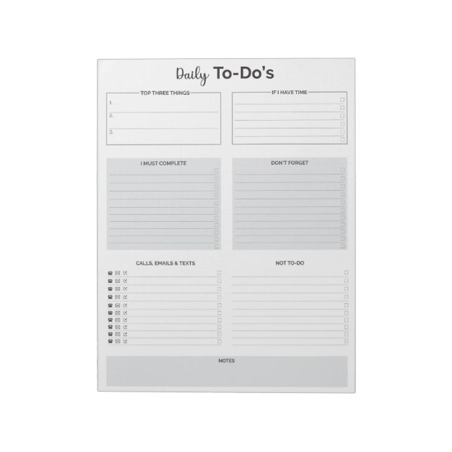 Modern Daily To-Do List Notepad (Rotated)