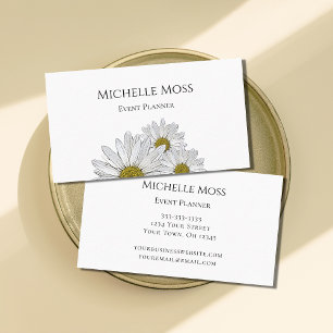Modern Daisies Elegant Botanical Event Planner Business Card