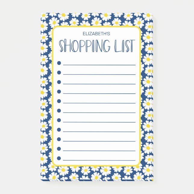 Modern Daisies Shopping List Post-it Notes (Front)