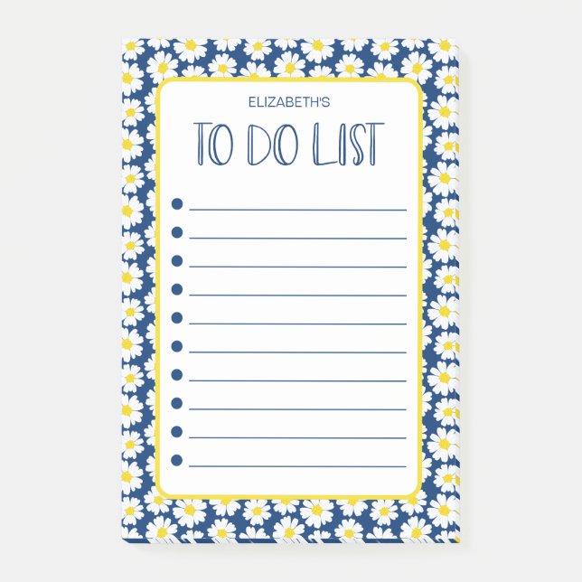 Modern Daisies To Do List Post-it Notes (Front)