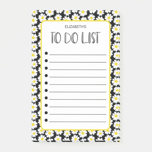 Modern Daisies To Do List Post-it Notes (Front)