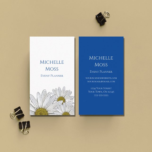 Modern Daisies Trendy Floral Event Planner Business Card (Creator Uploaded)
