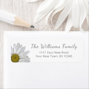 Modern Daisies Trendy Grey Script Return Address