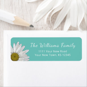Modern Daisies Trendy Teal Return Address