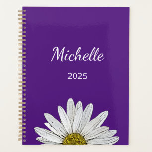 Modern Daisy 2025 Trendy Script Purple Planner