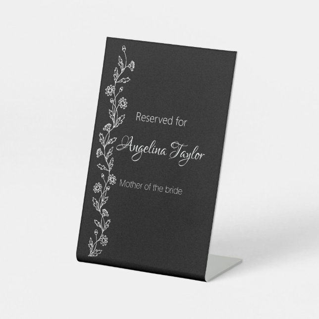 Modern daisy   black white wedding Tabletop Signs (Front)