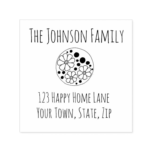 Modern Daisy Floral Design Address Stamp (Design)