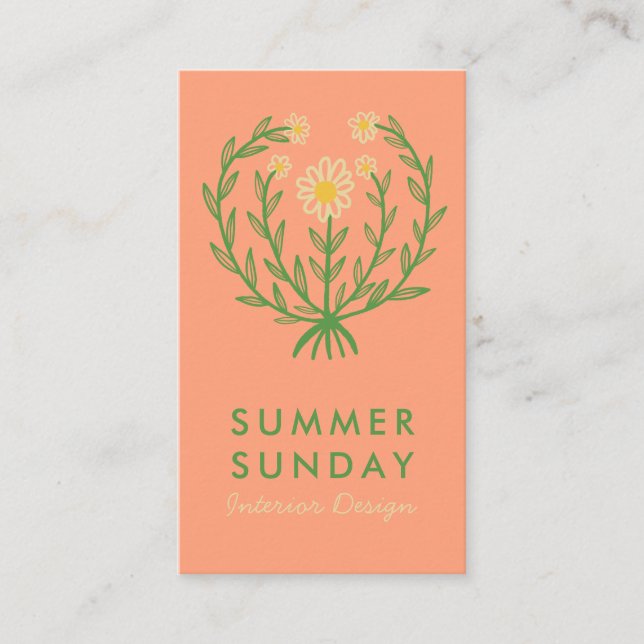 Modern Daisy Flower Logo CUSTOM Floral  Business Card (Front)