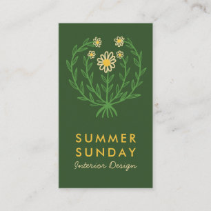 Modern Daisy Flower Logo CUSTOM Floral  Business Card