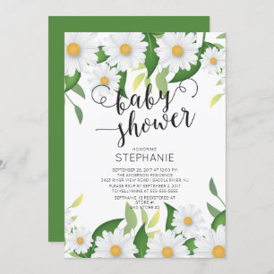 Modern Daisy Flowers Baby Shower Invitation