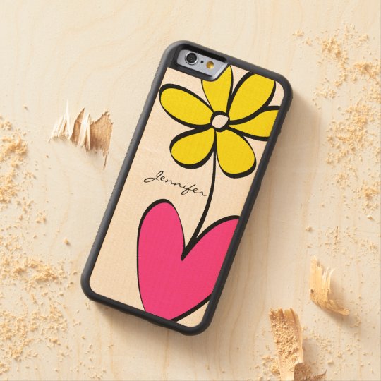 Modern Daisy Personalised iPhone 6/6S Wood Case