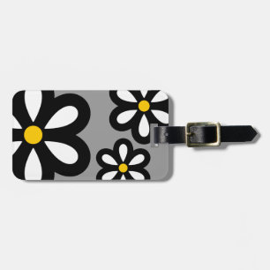 Modern Daisy Personalised Luggage Tag Yellow/Grey