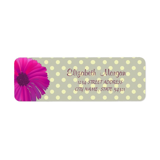 Modern, Daisy,Polka Dots Address Label (Front)