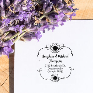 Modern Daisy Return Address Rubber Stamp
