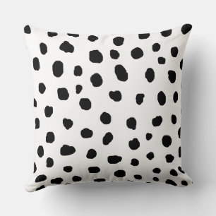 modern dalmatian black spot dots animal print   cushion