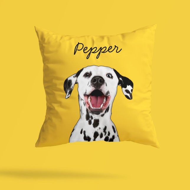 Modern Dalmatian Cartoon Illustration | Add Name  Cushion (Creator Uploaded)