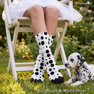 Modern Dalmatian Spots Black White Animal Print Socks