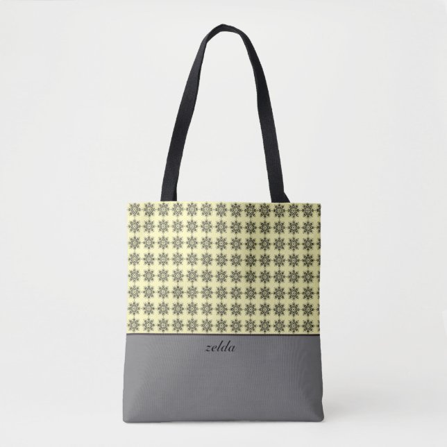 Modern Damask Floral Pattern Tote Bag (Front)