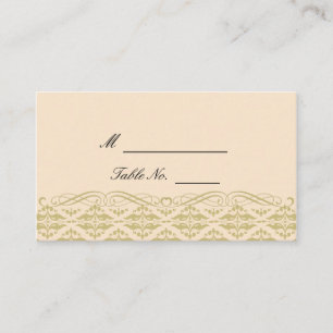 Modern Damask in Ivory Gold Wedding Place Cards