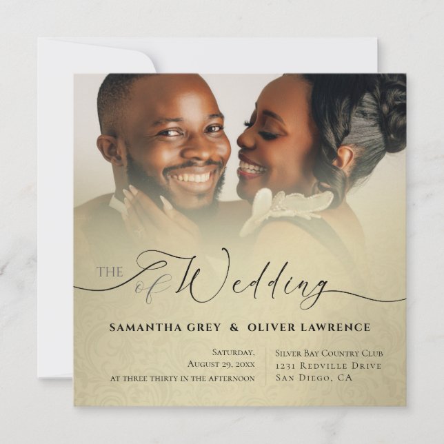 Modern Damask Minimalist Wedding Invitation (Front)