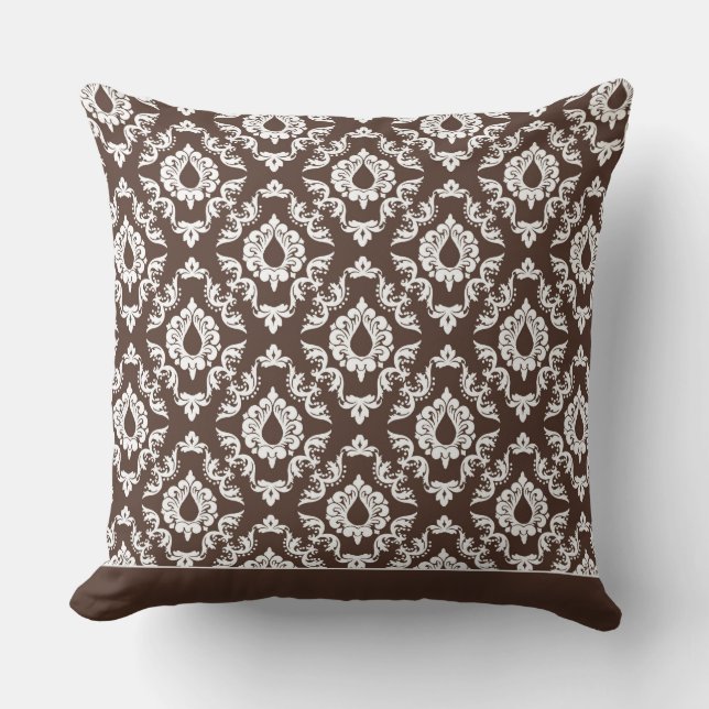 Modern Damask Pattern Pillow Brown 2 - CH9 (Front)