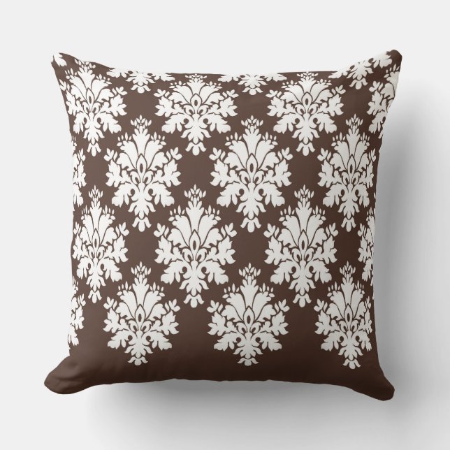 Modern Damask Pattern Pillow Brown 3 - CH9 (Front)