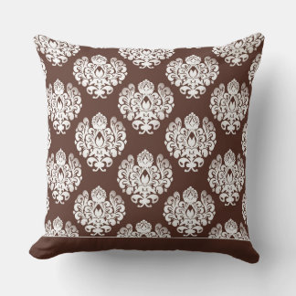 Modern Damask Pattern Pillow Brown CH9