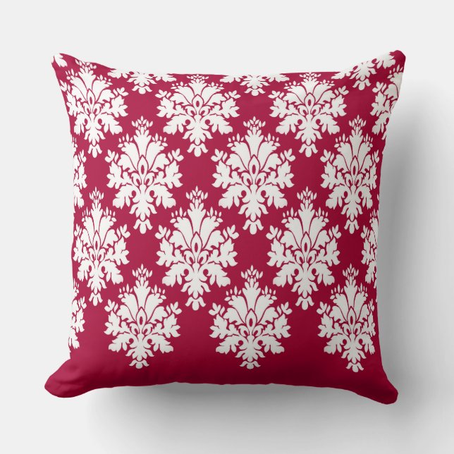 Modern Damask Pattern Pillow Red 3 - CH9 (Front)