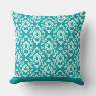 Modern Damask Pattern Pillow Teal Blue 2 - CH9
