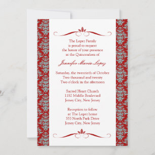 Modern Damask Quinceanera Invitations