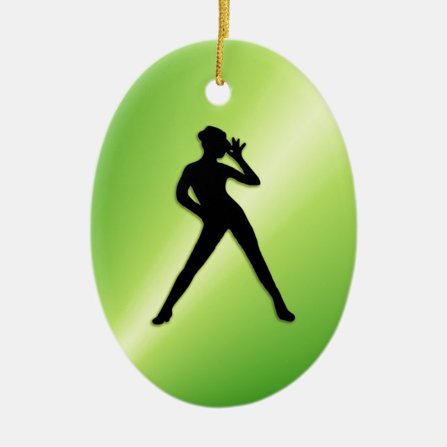 Modern Dance Green Ceramic Tree Decoration (Front)
