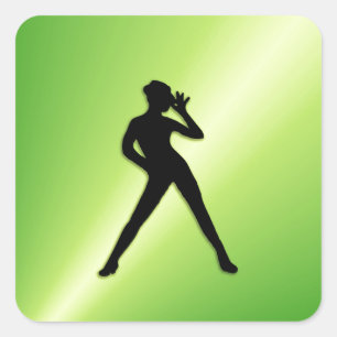 Modern Dance Green Square Sticker
