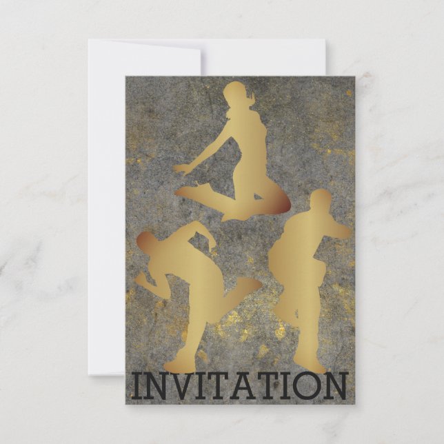 Modern Dance Hip Hop Urban Club Grungy Cement Wall Invitation (Front)