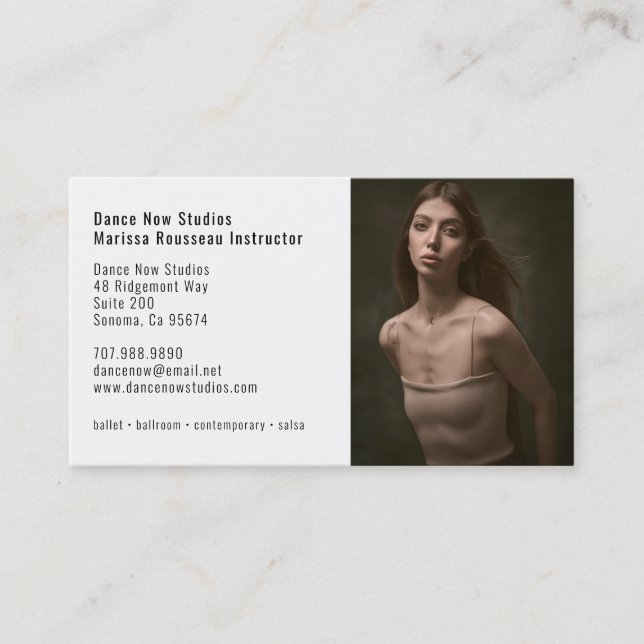 Modern Dance Instructor Photo  Business Card (Front)