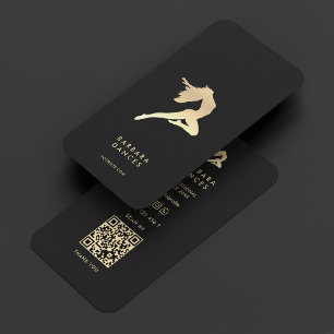 Modern Dancer Elegant Black Gold Choreographer Business Card