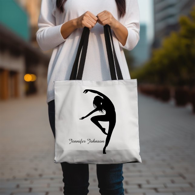 Modern Dancer Silhouette Dance Black & White Tote Bag (Creator Uploaded)