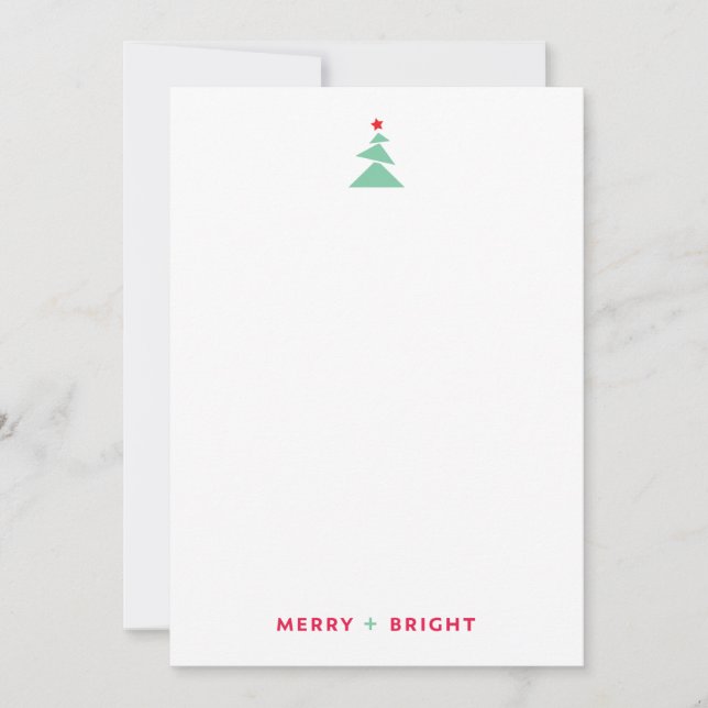 Modern Dancing Christmas Tree Green and Red Card (Front)