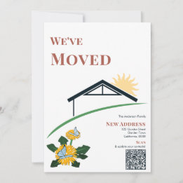 Modern Dandelion Butterflies We've Moved QR Code Card