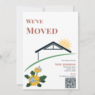 Modern Dandelion Butterflies We've Moved QR Code Card