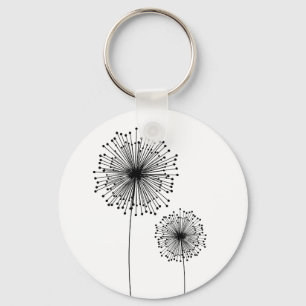Modern Dandelion Flower CUSTOM COLOR Keychain
